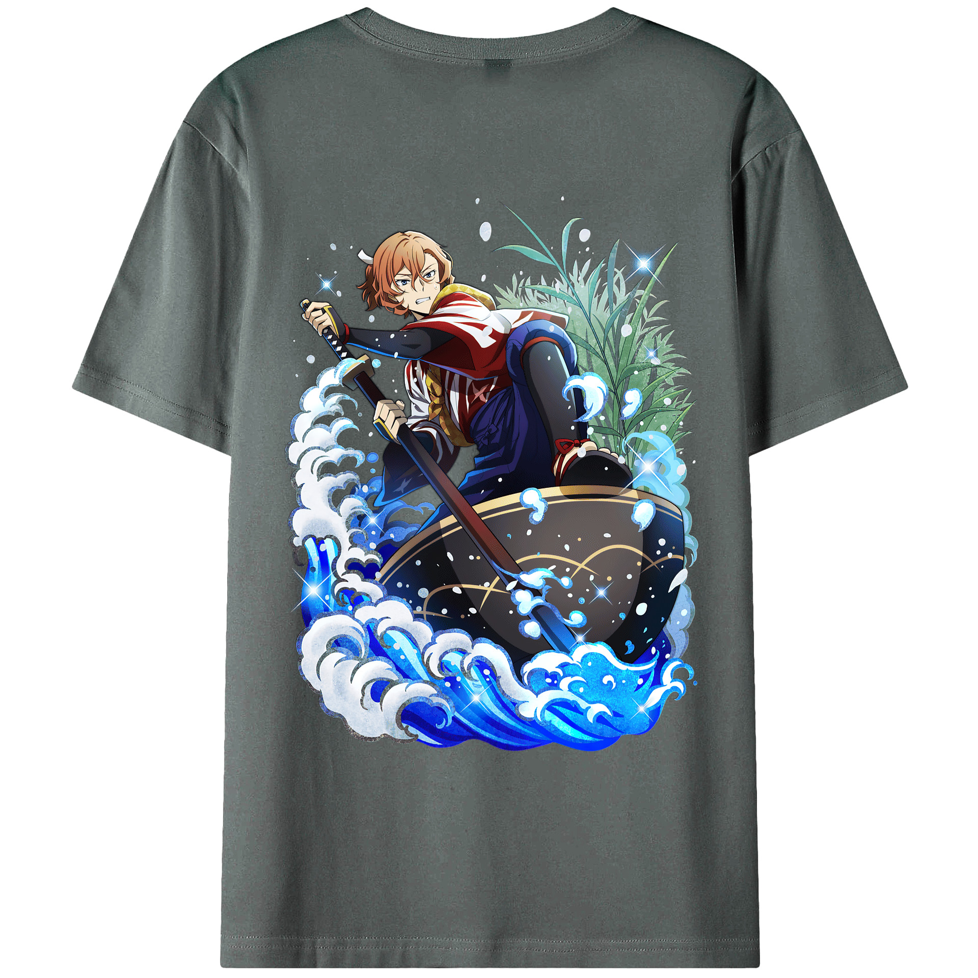 （画像用） 文豪ストレイドッグス Bungo Stray Dogs 綿100％ メンズ半袖Tシャツ（バックプリント） 通気性